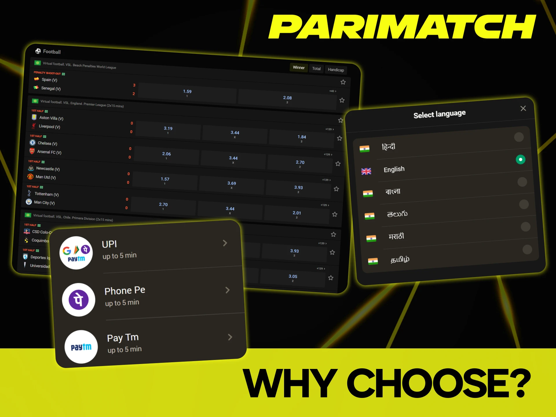 Parimatch offers comfortable conditions for sports betting.