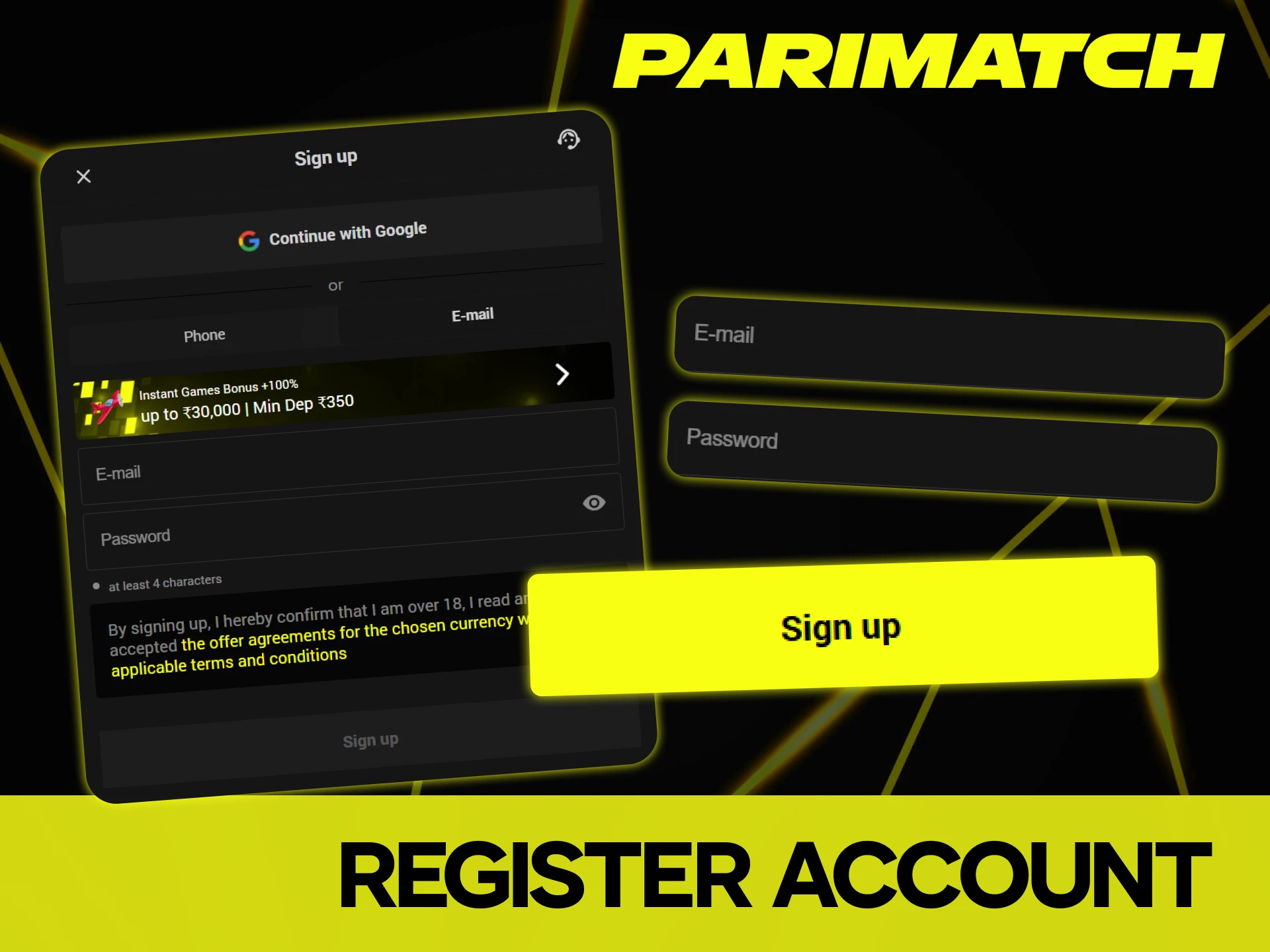 To fully use Parimatch platform you need to register.