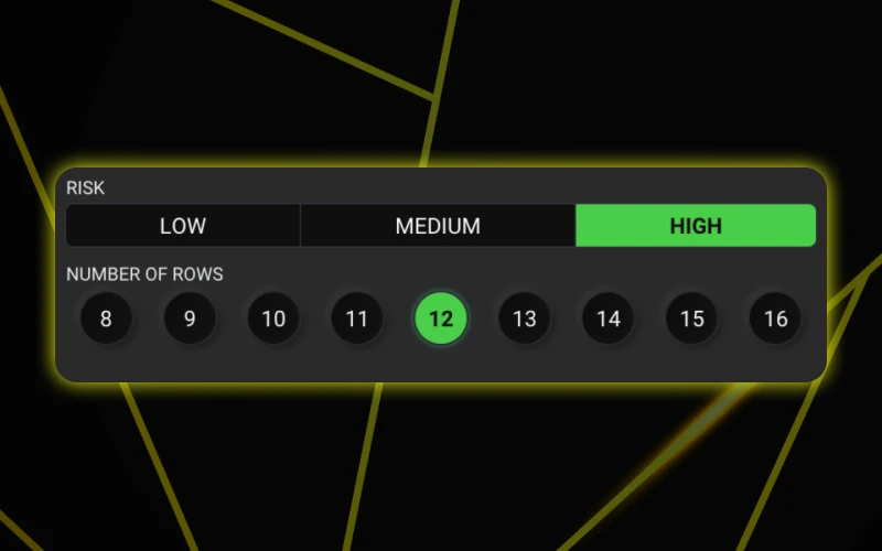 Risk level affects the potential multipliers at Parimatch Plinko.