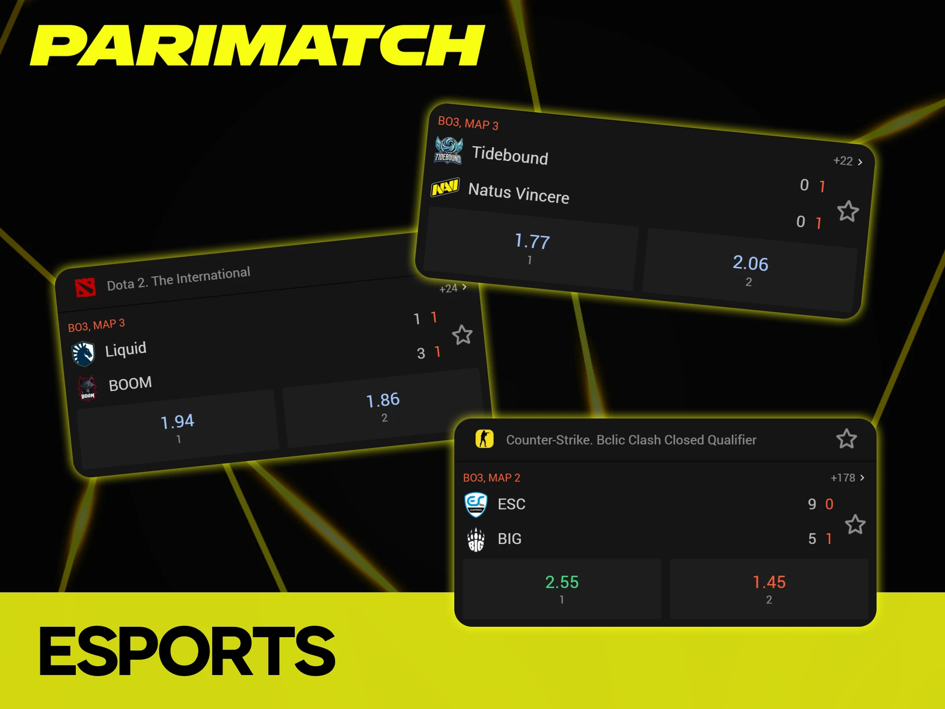 Parimatch offers a huge section for esports betting.