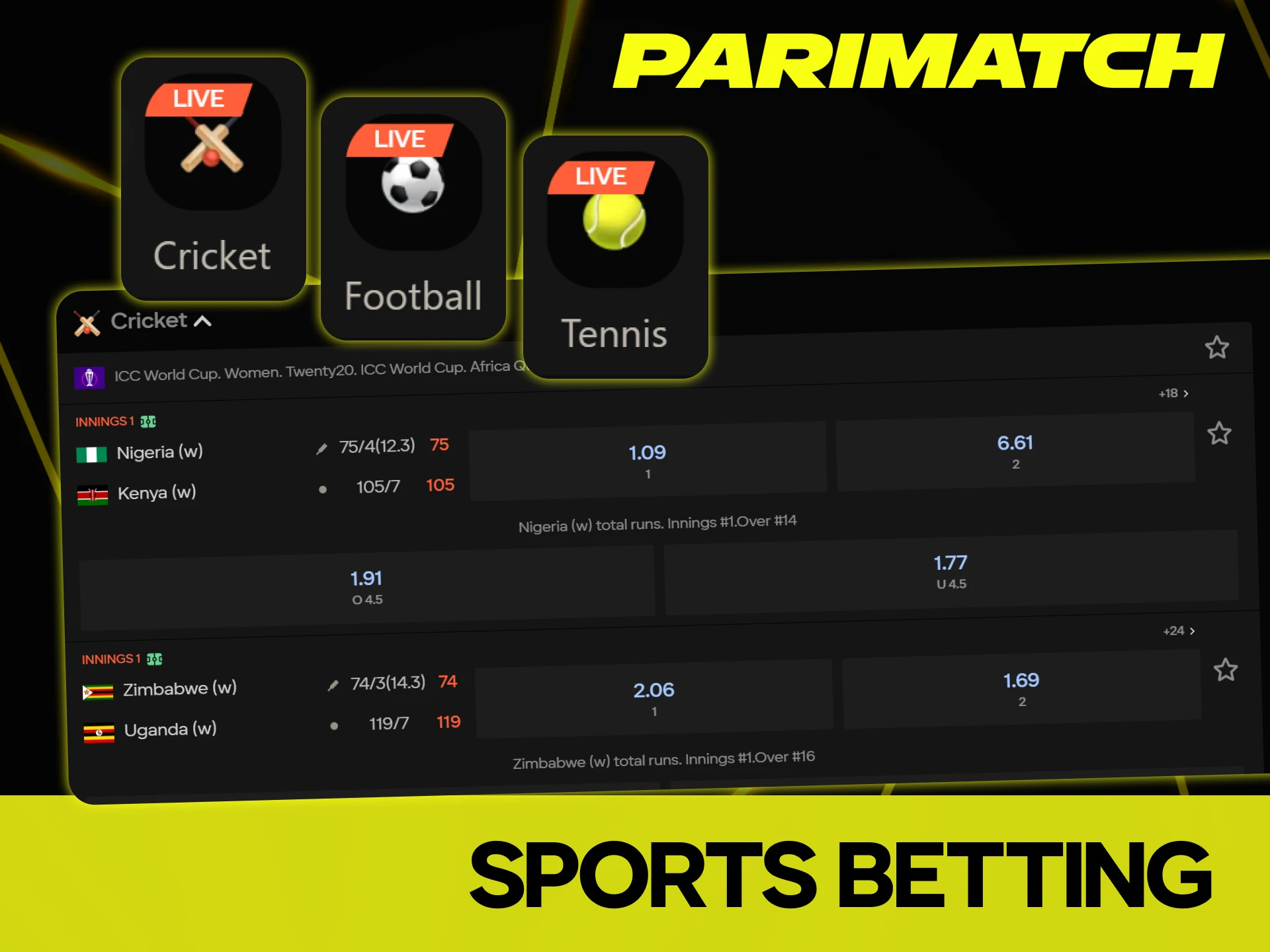 Parimatch offers a wide variety of sports event.