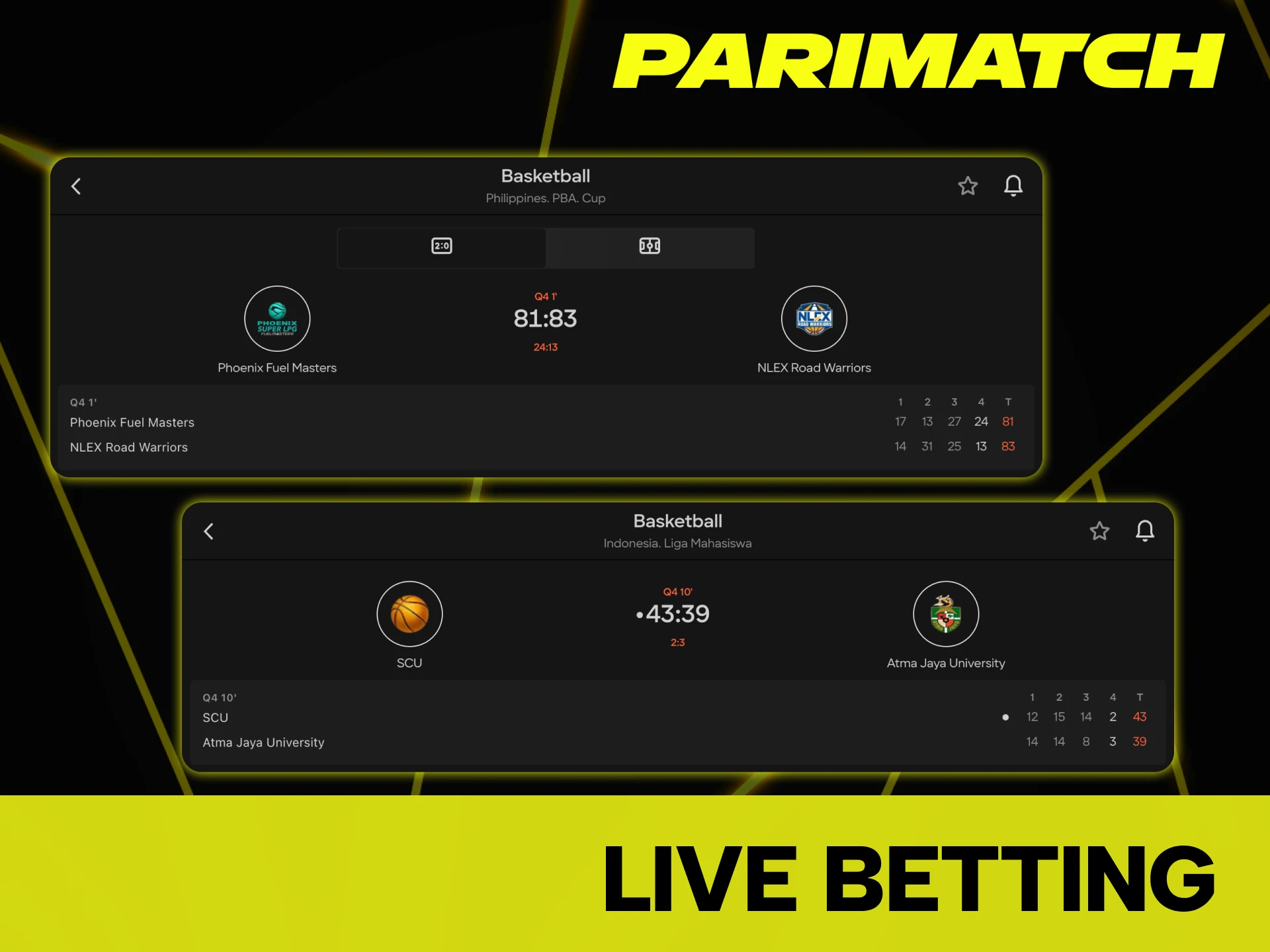 Make your stakes during the basketball match with Parimatch.