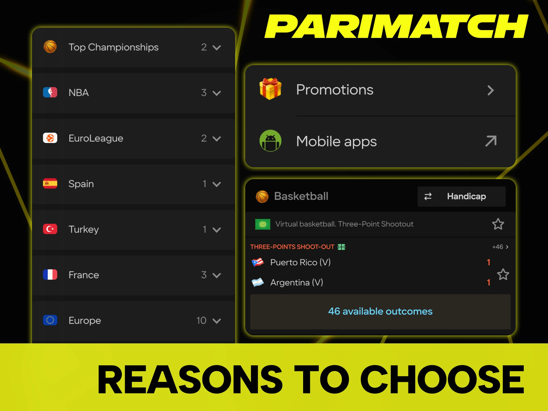Choose Parimatch for basketball betting and get benefits.
