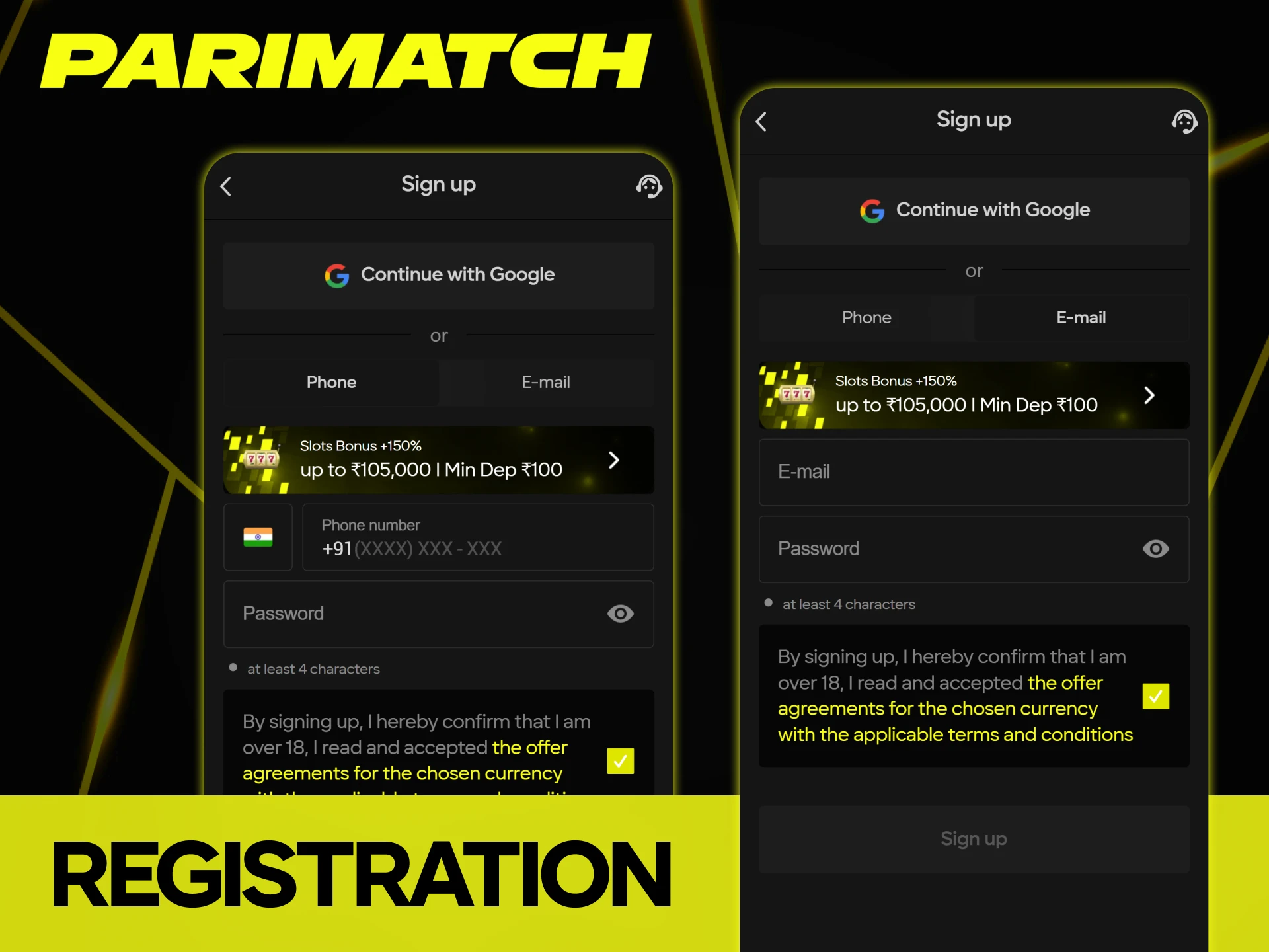 Creating an account will be very easy at Parimatch app.