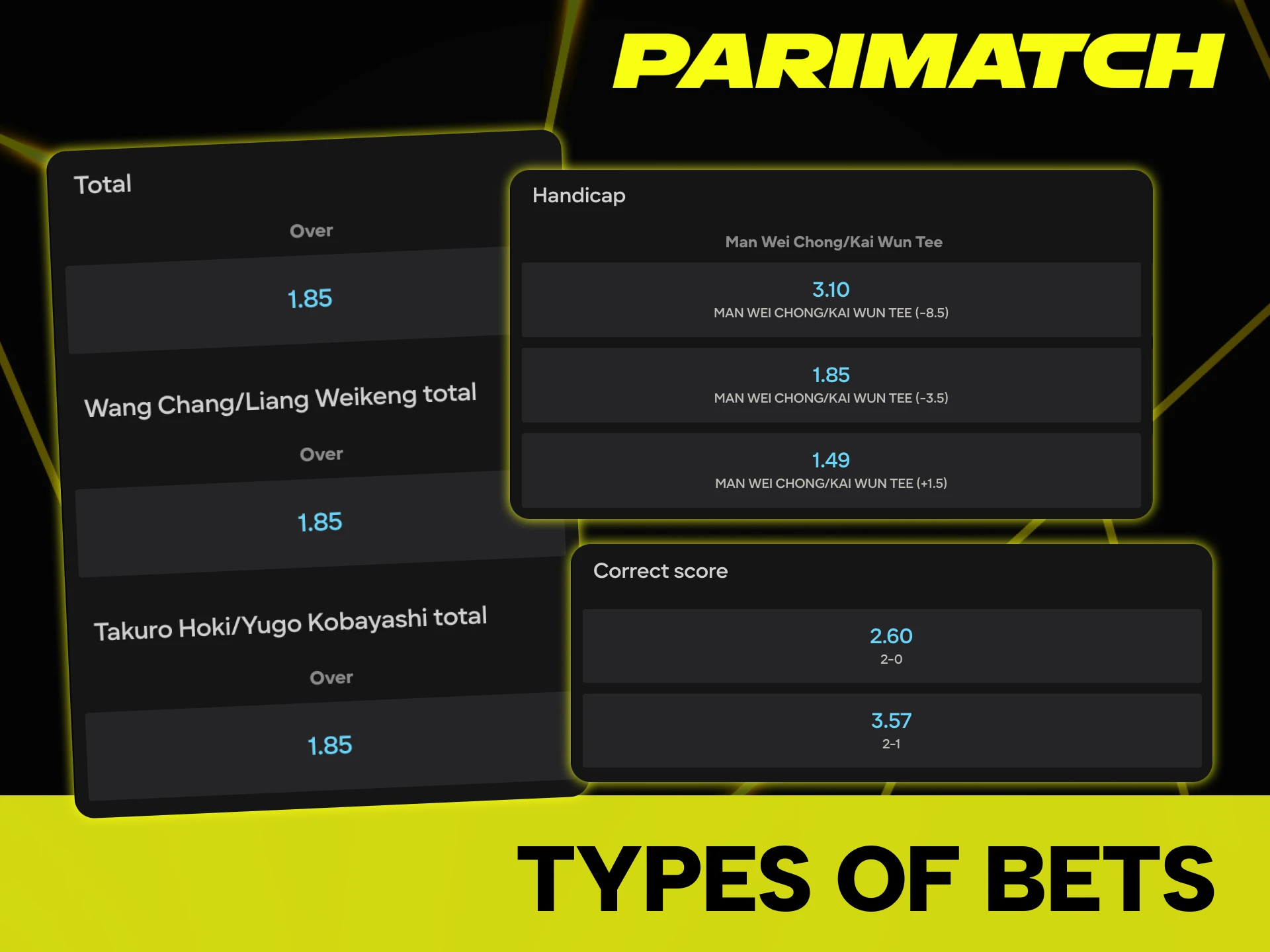Parimatch site offers a variety of badminton bets.